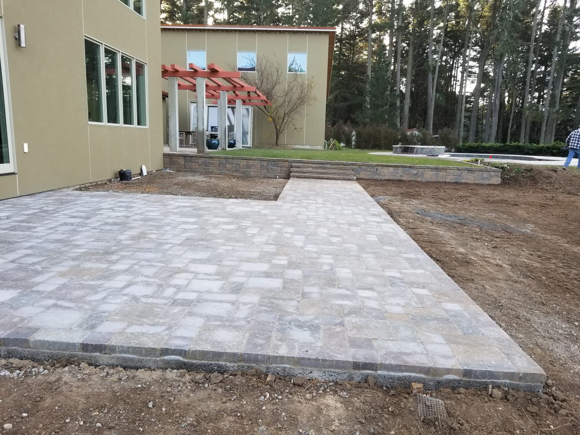Santa Clara front yard with a paver walkway, steps, and drought-tolerant planting